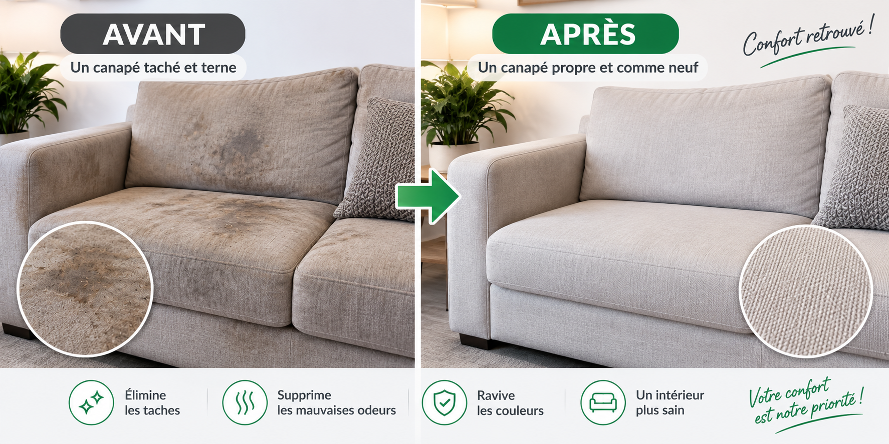 Avant après nettoyage professionnel à Casablanca