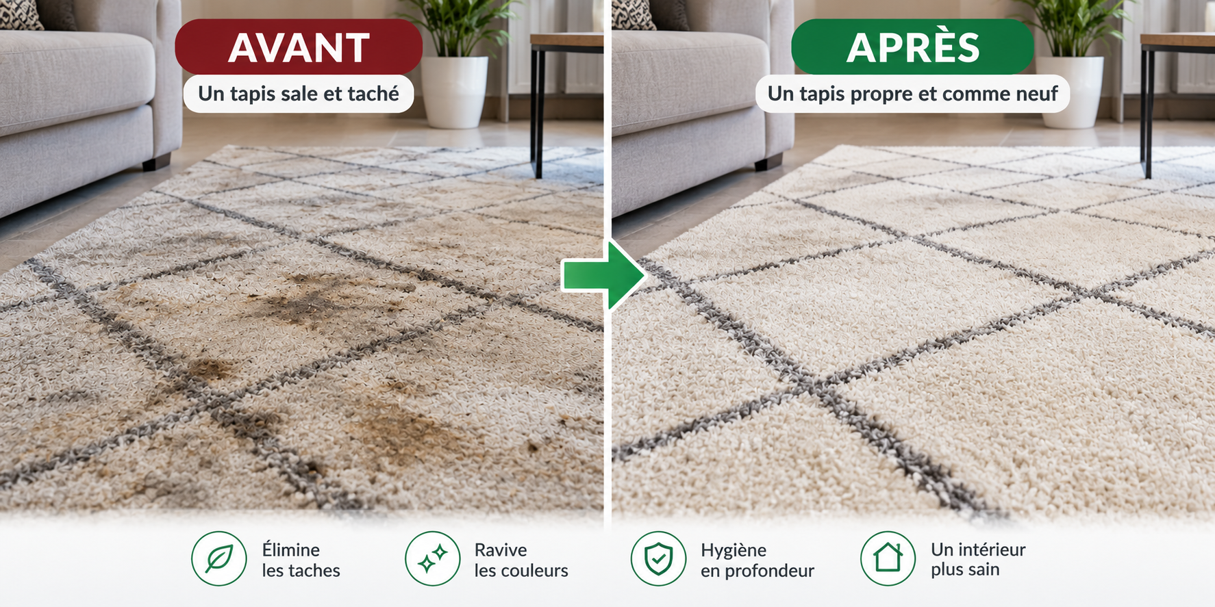 Avant après nettoyage tapis Casablanca